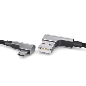 Cavo Micro USB in Nylon Da 0,3 M Nero, Spina Con Angolo Di 90 Gradi, Cavo Di Ric - Foto 1 di 12