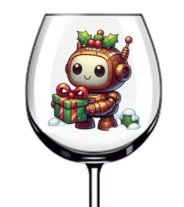 12x Colourful Christmas Robot Vinyl Sticker Decal Tumbler Wine Glass Bottle Mug - Picture 1 of 3