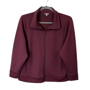 T by Talbots Giacca Felpa Zip Donna Taglia 3X Petite 3XP Borgogna - Foto 1 di 6