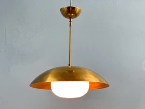 Lampada a sospensione in ottone grezzo fatta a mano - illuminazione moderna metà secolo - Foto 1 di 8