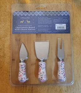 Core Home 4pc Bamboo Charcuterie Board and Stainless Steel Cheese Knives set - Picture 1 of 4