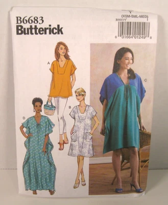 Butterick 6683 Easy Tunic & Caftan w/ Variations Pattern Misses' XS-M (4-14) UC - Image 1 of 3