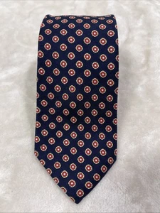 Saddle Club Cotton, Silk Mens Necktie ITALY Navy w/ Red, White, Yellow Polka Dot - Picture 1 of 6