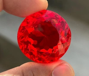 Opale di Fuoco Arancione Taglio Tondo 95 Cts Certificato Traslucido Maxican Pietra Preziosa Sciolta - Foto 1 di 14