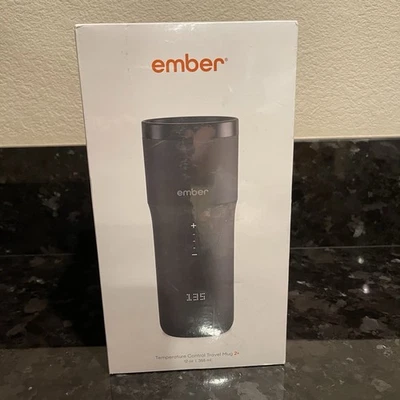Taza de viaje Ember 2 Plus negra 12 oz taza inteligente de control de temperatura nueva sellada Foto 1 de 4