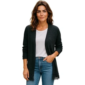 Madewell Strickjacke mit Fransen Baumwolle schwarz Damen Pullover - Bild 1 von 11