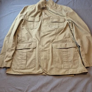 LL Bean Jacket Mens Size 40 Short Tan Casual Wear Half Button Pockets - Picture 1 of 22
