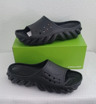 Nuevas sandalias Crocs Echo Slide/Sandalias sin cordones ~ Triple Negro ~ Para hombres Talla 12 (208170-001) Foto 1 de 4
