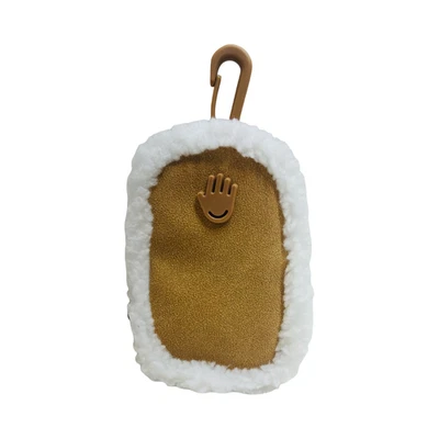 Touchland Shearling Clip On Touchette Pouch Case Chestnut Faux Fur Trim NEW - Image 1 of 2