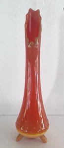 Vintage LE Smith bittersüße orangefarbene Schuhnagelvase 3 Zehen geschwungene Glasvase 13,5" - Bild 1 von 6