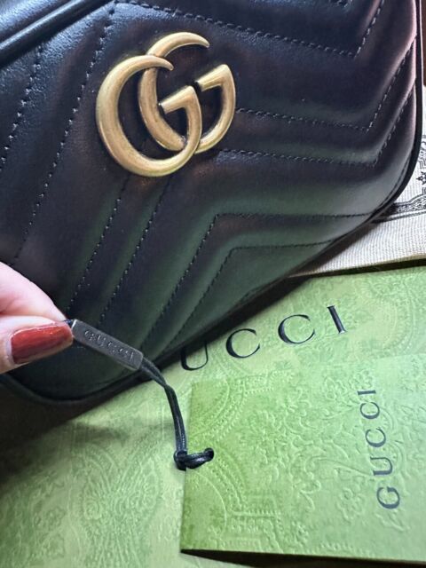 GUCCI GG MARMONT VELVET BLACK MATELASSÉ SMALL SHOULDER BAG