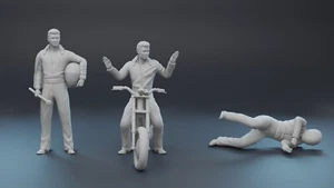 Evel Knievel 6 Figure 3D print Motorcycle Standing Crash Sky Canyon Cycle BONUS - Picture 1 of 6