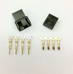 MALE & FEMALE 4 PIN PC FAN LED POWER CONNECTORS - 1 OF EACH- BLACK INC PINS - Picture 1 of 5