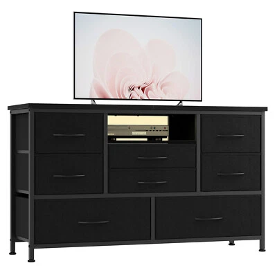 Soporte para TV de 8 aparadores con toma de corriente y luz LED de 55"" de ancho 8 cajones Foto 1 de 4