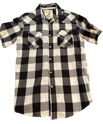 Coastal Clothing Hombre Refinería Botón Frontal Cuadros Negro y Blanco Mediano Foto 1 de 4