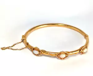 Bracciale opale in oro 14 carati, apertura 6-1/2'' - Foto 1 di 8