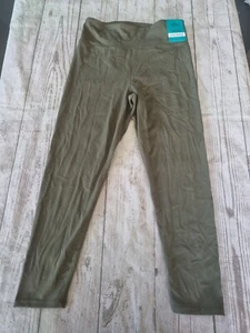 Women's Grey Crop 7/8 Leggings Size 12 Ladies Sports - Khaki - Yoga - Picture 1 of 6
