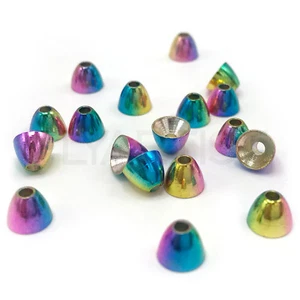 RAINBOW BRASS CONES - Hareline Fly Tying Conehead Beads - 4 Sizes Available! - Picture 1 of 6