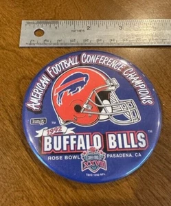Vintage Buffalo Bills AFC Champs Super Bowl 27 Button Pin NFL 1992 Rose Bowl EUC - Picture 1 of 2