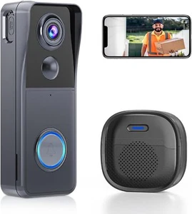 Funk Video Türklingel Kamera mit Glockenspiel 2K HD Smart Video WiFi Türklingeln mit - Bild 1 von 1