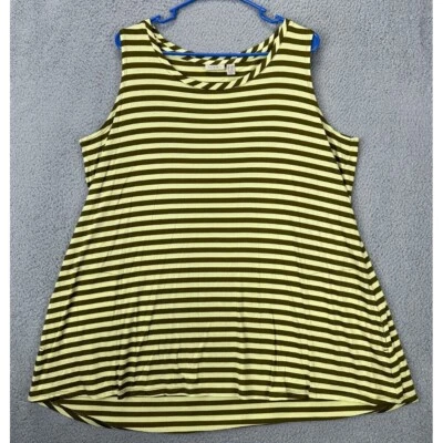 Camiseta sin mangas LOGO Lori Goldstein para mujer 1X Plus amarilla a rayas NUEVA Foto 1 de 4