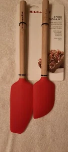 Kitchenaid Bamboo/Red Mixer Spatula And Scraper Spatula Set - Picture 1 of 3