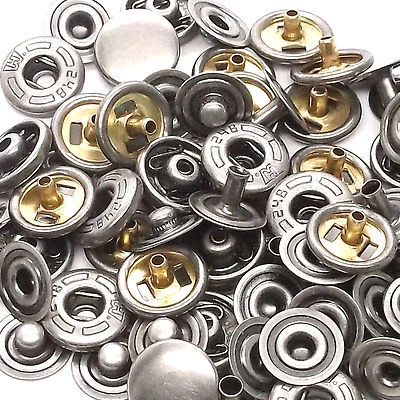 10 Pack Antique Nickel 10 mm Spring Button Glove Snaps 1249-16 - Image 1 of 2