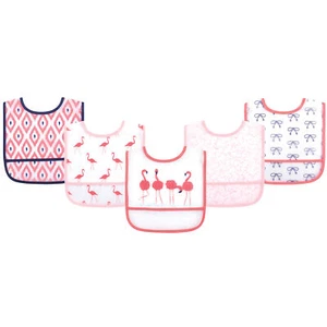Yoga Sprout Baby Girl Waterproof PEVA Bibs 5pk, Flamingo, One Size - Picture 1 of 1
