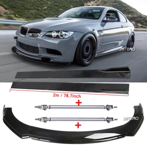 For 3-Series E90 E91 F30 F31 Front Bumper Lip Splitter + Side Skirt +Strut Rods - Picture 1 of 12