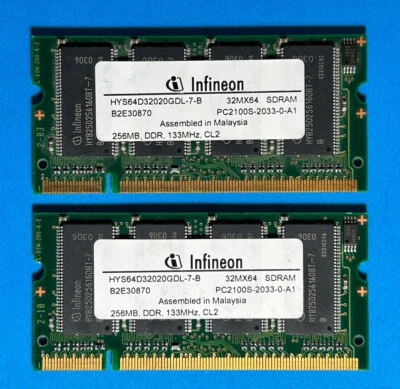 Portátil Infineo SODIMM 2x 256mb (512mb) PC2100 (DDR 266) - RAM VINTAGE - PROBADO Foto 1 de 2