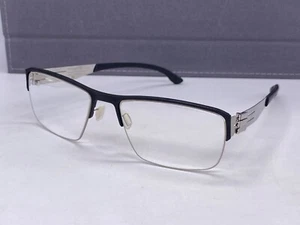 Ic Berlin Eyeglasses Frames Men Black Silver Square Chrome Max S. NP:399€ - Picture 1 of 13