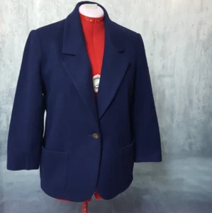 Lands End Purple Womens Petite size 8 Wool Cashmere heavy Blazer Vintage - Picture 1 of 12