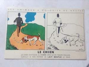 Rare ancienne publicité Nestlé Le chien TBE Planche à colorier - Picture 1 of 2