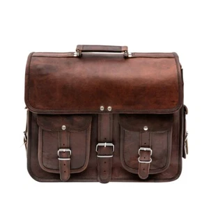 Vintage Laptop Messenger Briefcase Bags Satchel (Best Gift For Man)Goat Leather - Picture 1 of 5