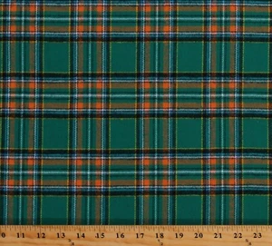 Highlander Flannel Teal Black Yellow Orange Twill Weave Fabric by Yard D281.15 - Picture 1 of 1