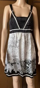 MAX&Co. Women's silk dress, white black color size IT 42 DE 36 US 6 GB 10, lined - Foto 1 di 8