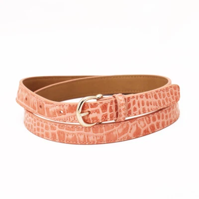 Talbots pink polka dot genuine leather gold D-button jeans tight  belt women  S - Image 1 of 4