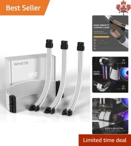 Premium PSU Extension Sleeved Cable Mod Bundle - 4 Pack - 300mm White - Picture 1 of 9