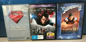 3 x Superman DVDs Henry Caville Amy Adams Christopher Reeve Jackie Cooper - Picture 1 of 2