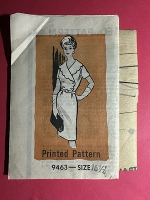 Vintage UNCUT Mail Order 9463 Misses Dress Sewing Pattern 16 1/2 - Image 1 of 3