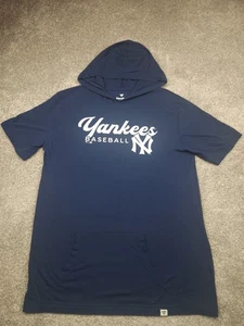 New York Yankees Baseball T Shirt Mens Large Blue Hoodie Fanatics Lightweight  - Picture 1 of 16