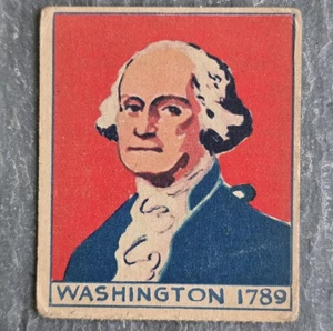 Tarjeta coleccionable de caramelos 1930 George Washington 1789 rara historia americana (R129) - Imagen 1 de 2