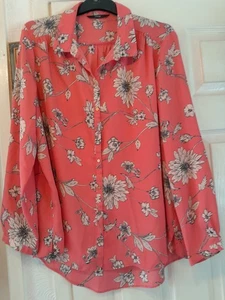 GEORGE PINK PATTERNED BUTTON UP TUNIC TOP SIZE 18 - Picture 1 of 1