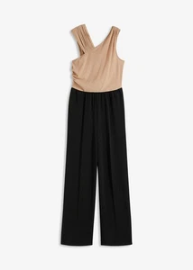 Ärmelloser Jersey-Jumpsuit mit Glitzer Gr. 44/46 Champagner Schwarz Overall Neu - Bild 1 von 1