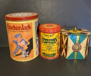 3 Sammlerdosen Vintage 1 CrackerJack 1 Crayola 1 englische Dose - Bild 1 von 11