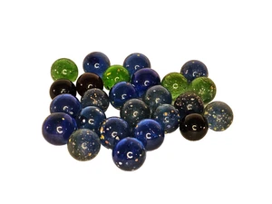 25 Green, Blue, Black & Amber Confetti Marbles 16mm - Picture 1 of 3