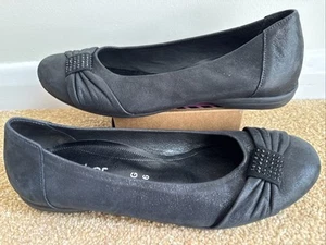 Gabor Slip On Ballet Flats Black Satin Leather UK 6 G - Picture 1 of 8