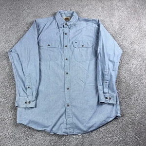 King Ranch Shirt Mens Large Tall Blue Button Up Ranchwear Workshirt Outdoors - Picture 1 of 8