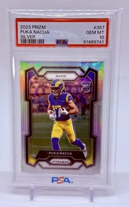 2023 Panini Prizm - PSA 10 GEM MT - Puka Nacua #357 Silver Prizm Rookie RC Rams - Picture 1 of 2