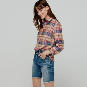 Neu mit Etikett J. Crew Damen Größe XXS Seidenmischung klassisches Popover-Hemd mit Karomuster NEU - Bild 1 von 6